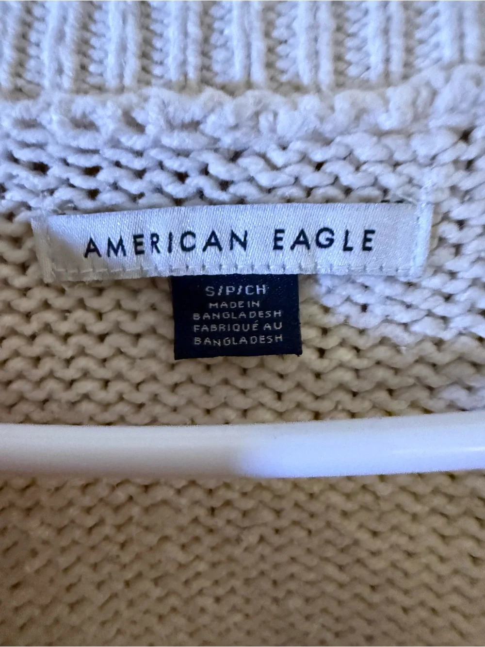 Striped V-Neck Button Front Cardigan Sweater - Cream & Black American Eagle